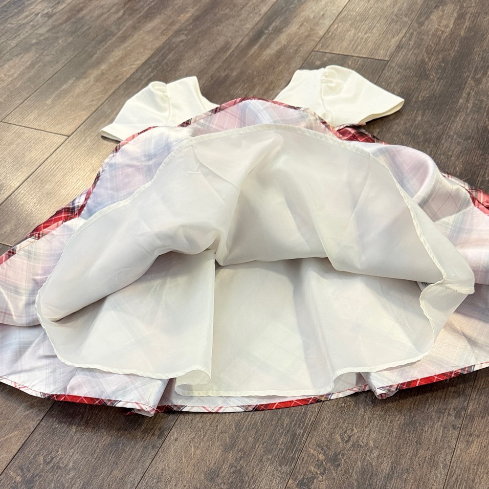 H&M Cream Top with Red Plaid Skirt Kids Dress - Picture 6 of 10